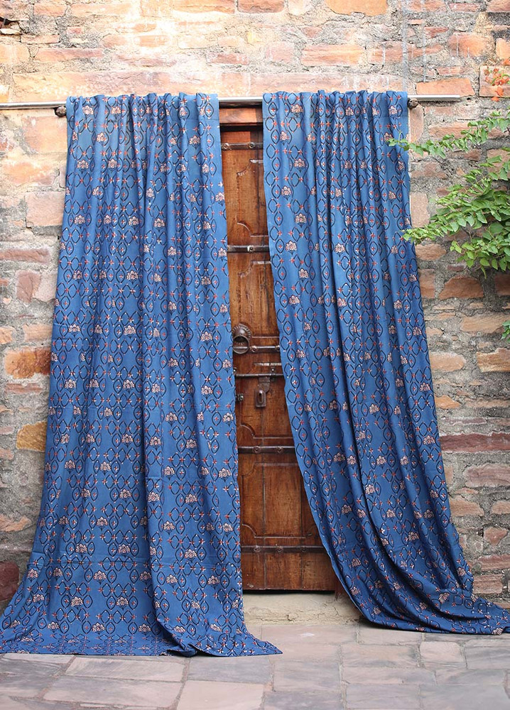 indigo cotton curtain