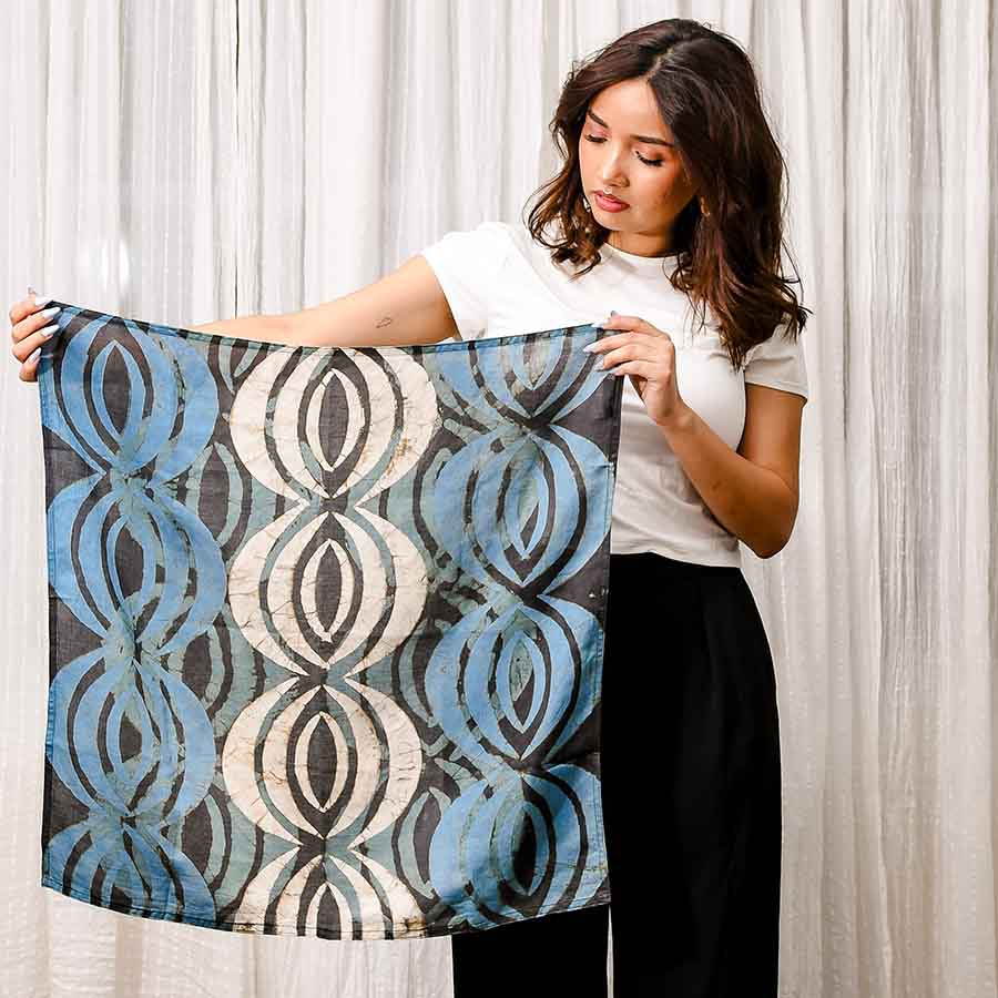 Indigo Cotton Silk Bandana | Solar