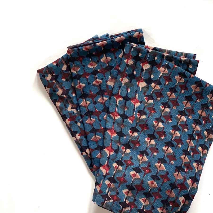 Blue Block Print Napkin | Tara SAMPLE