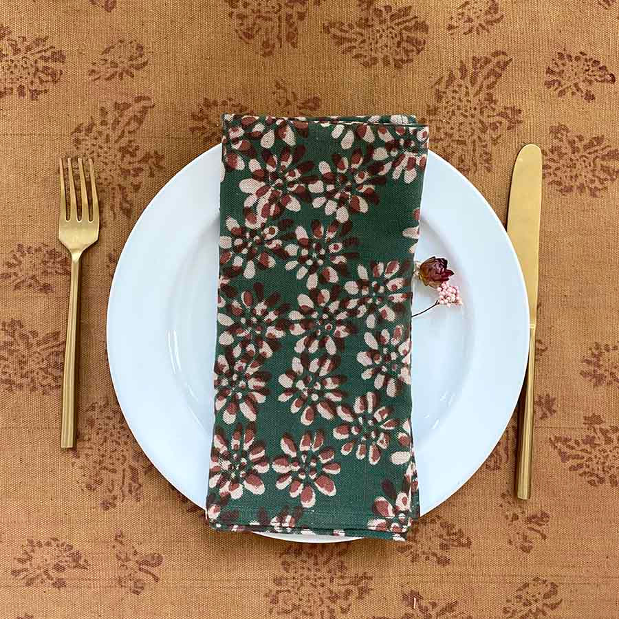 green floral napkins