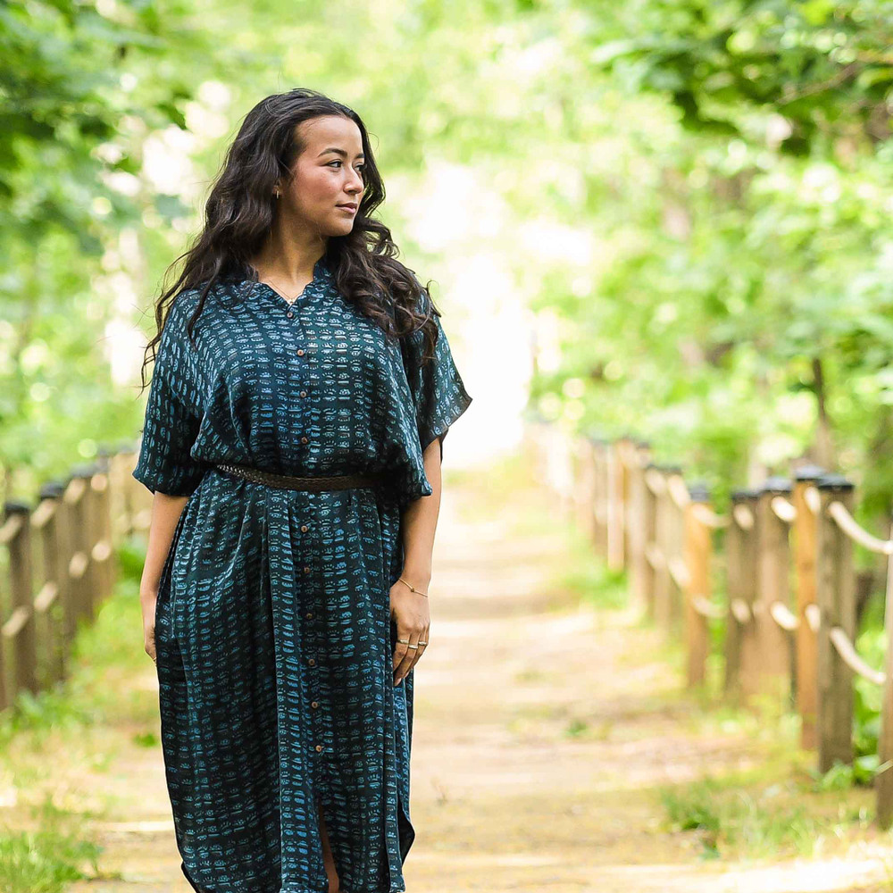 modal button front dress