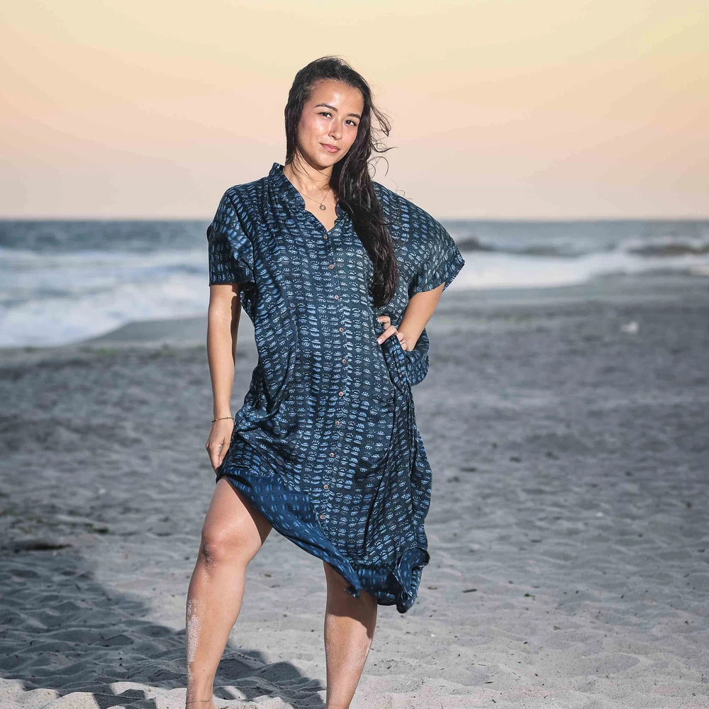 modal button front dress