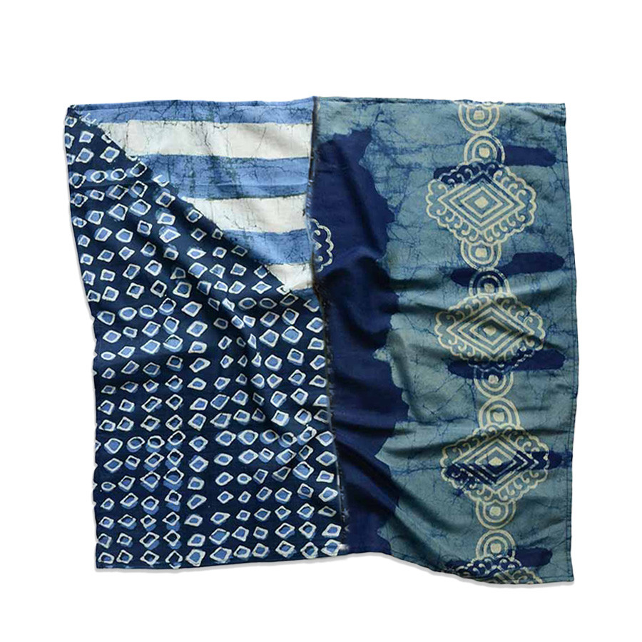 blue cotton silk scarf