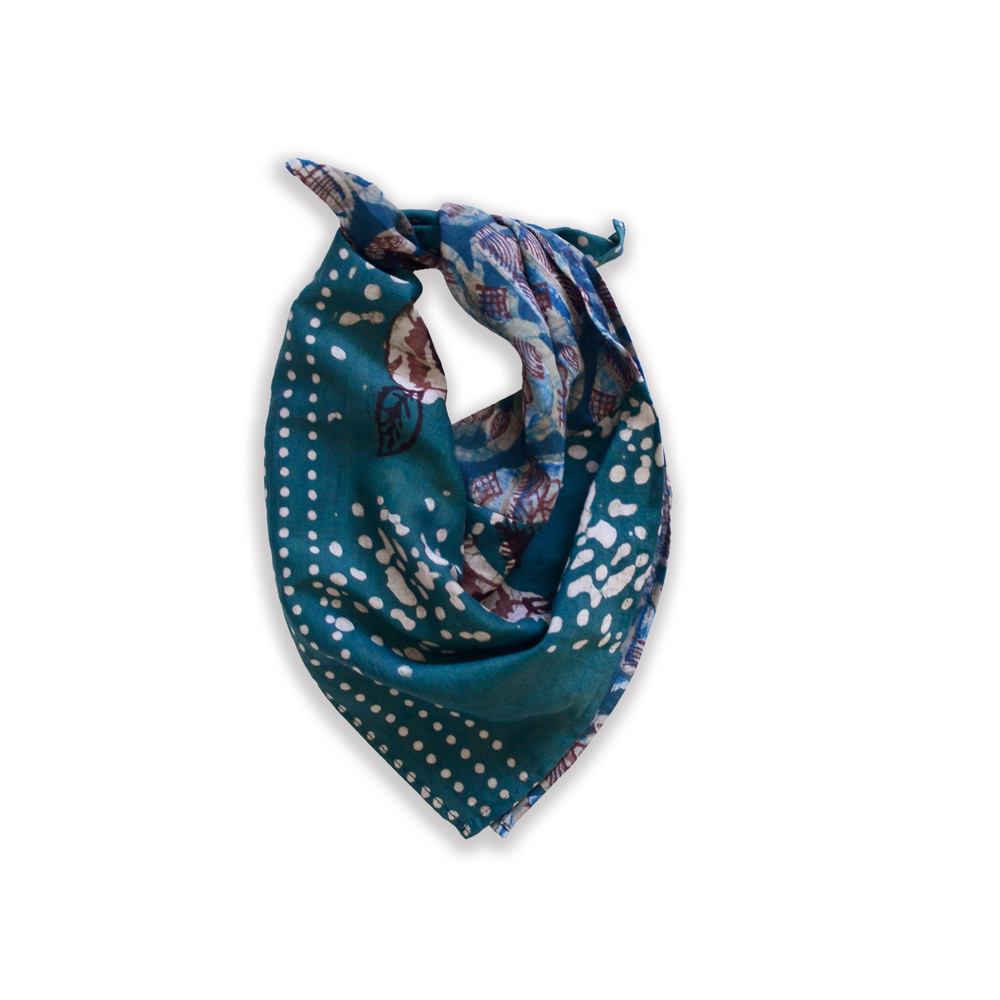 mixed print cotton silk bandana
