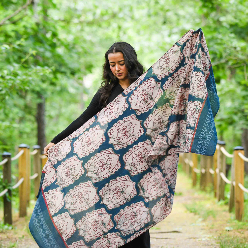 floral cotton silk scarf