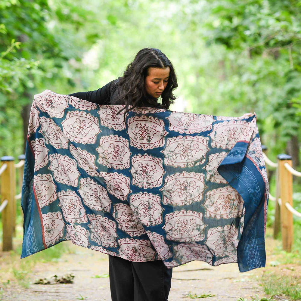 blue floral scarf