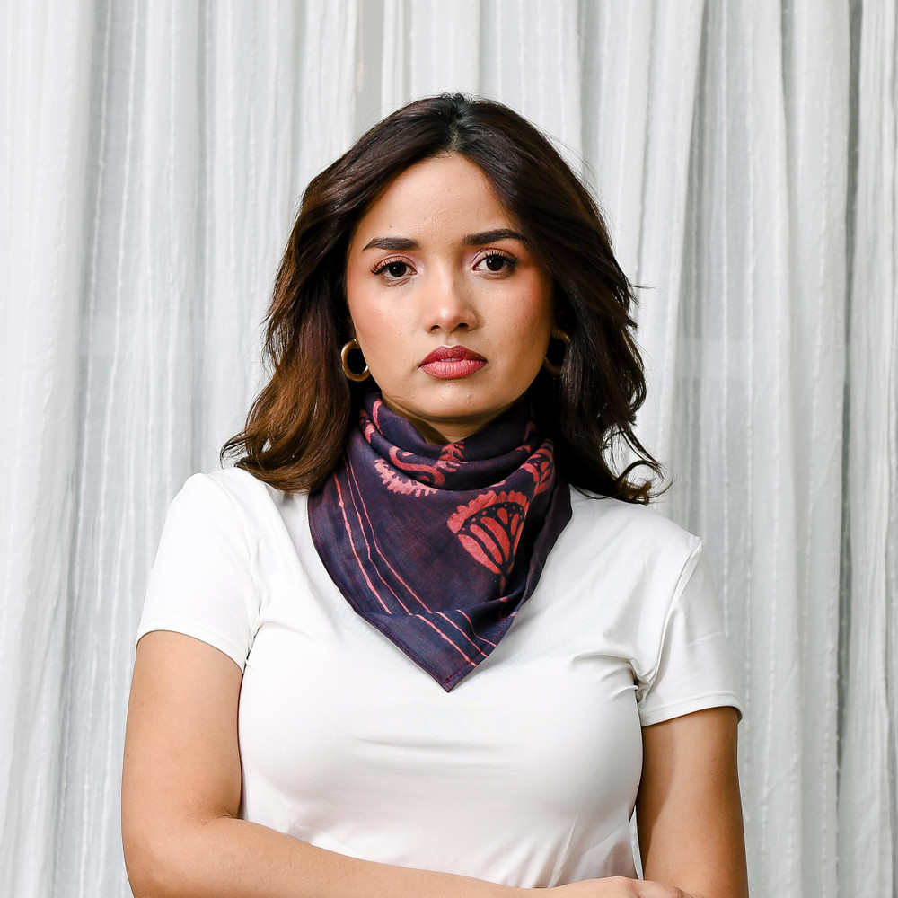 indigo floral bandana