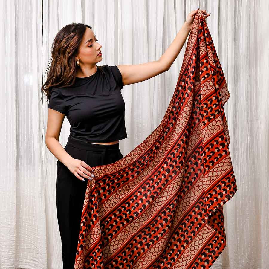 indian blocked scarf