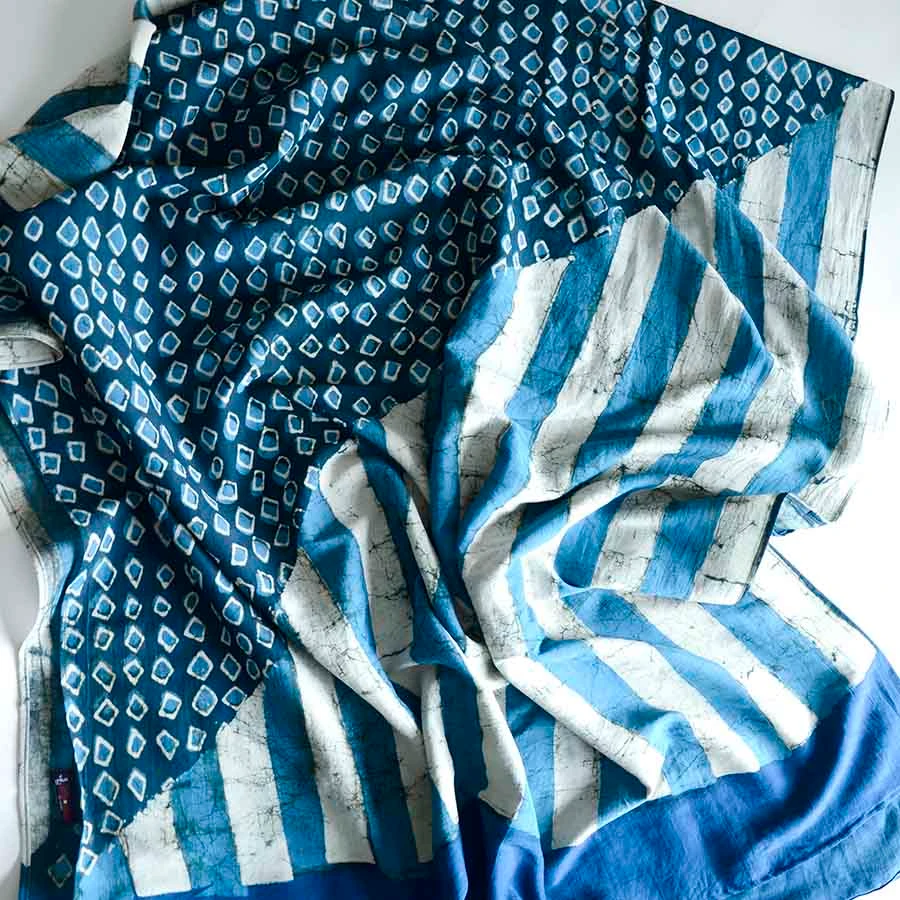 blue and white scarf