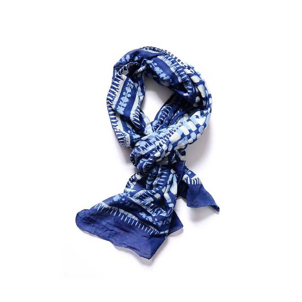 block printed indigo dyed scarf by Azu