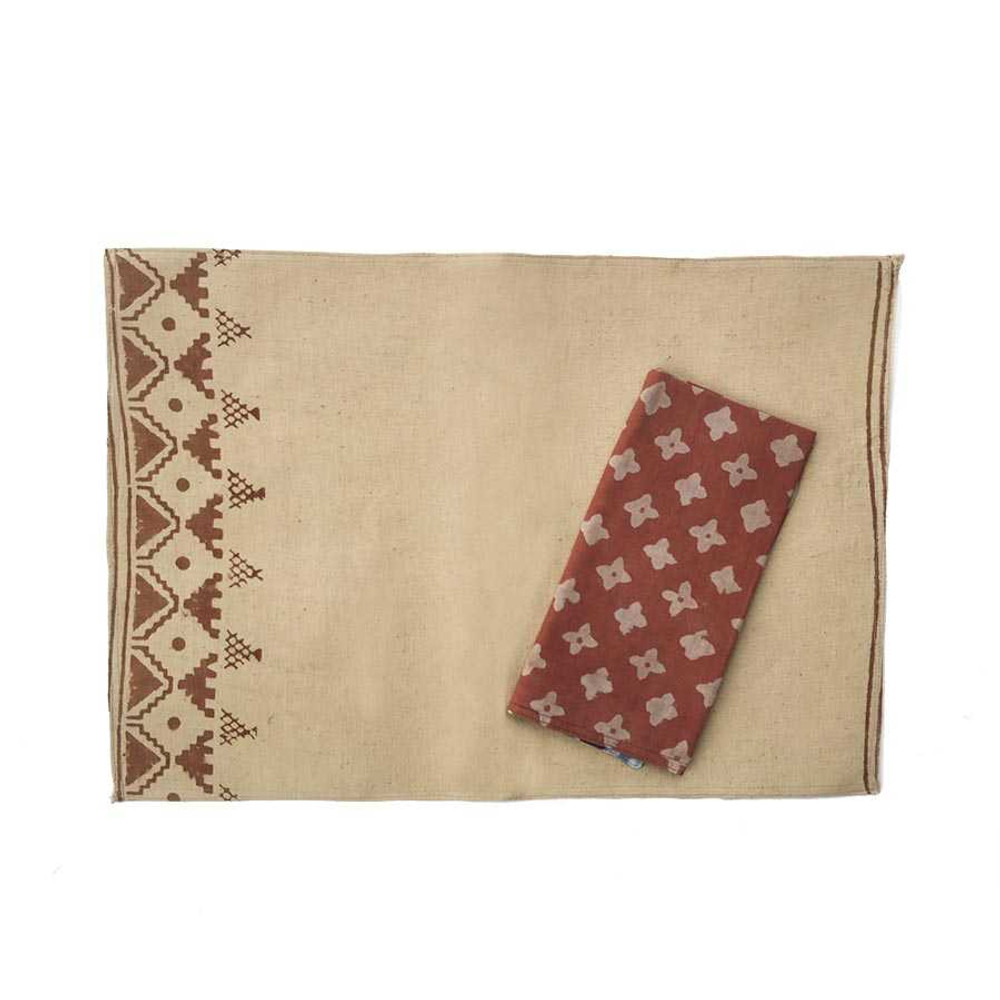 coral block print placemat