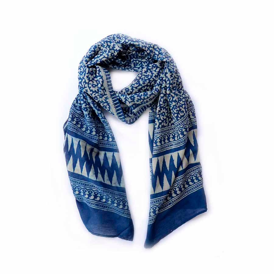 Indigo scarf: indian scarf, handmade artisan scarves | ichcha