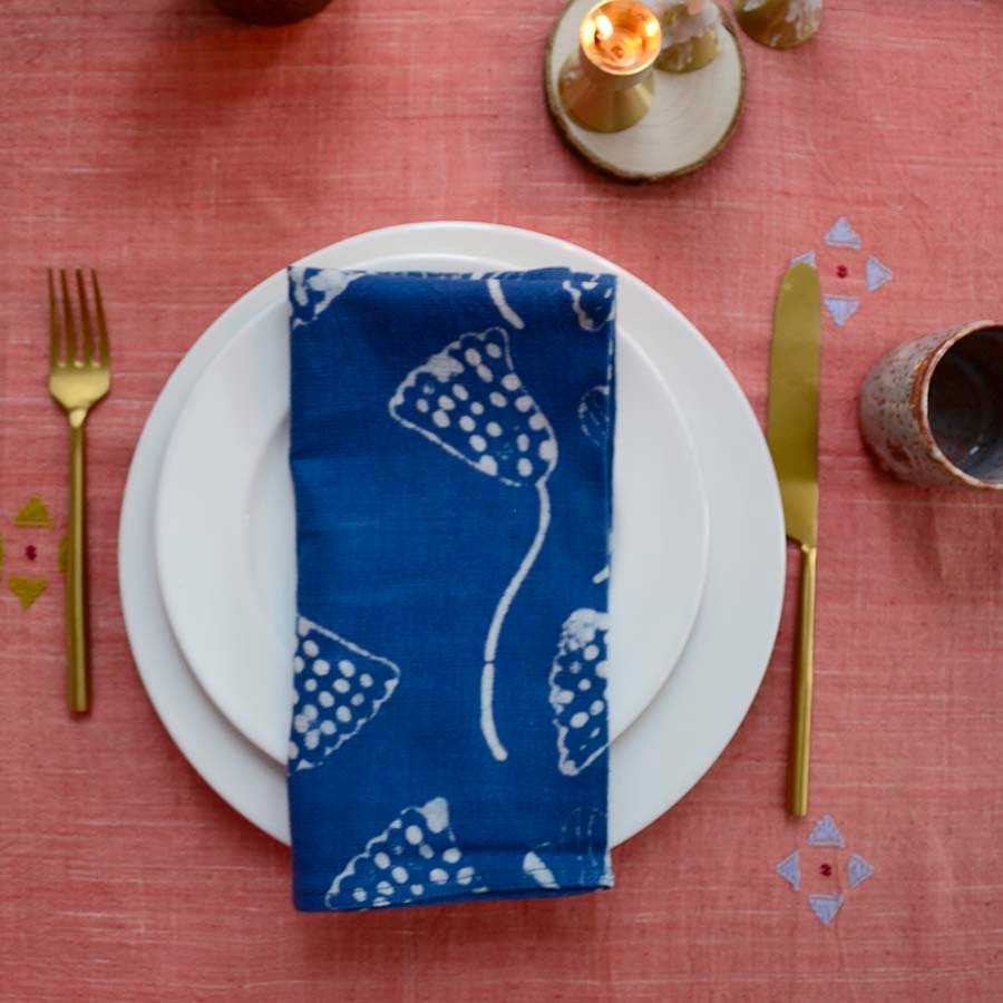indigo floral napkins