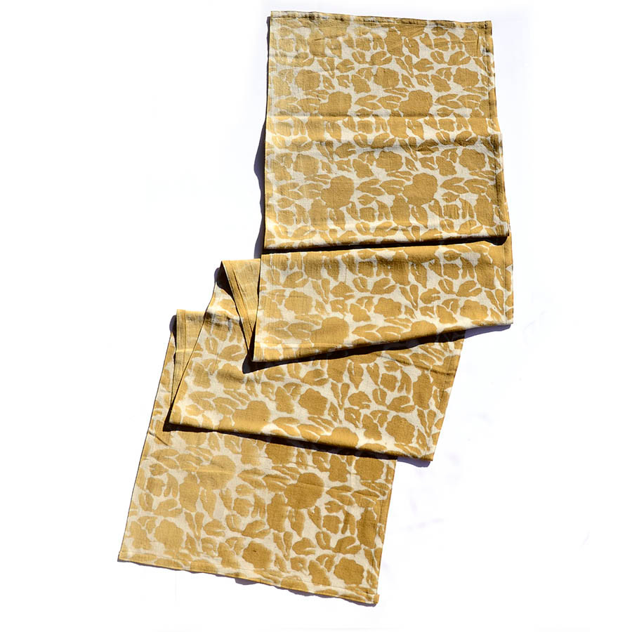 block print mustard table runner