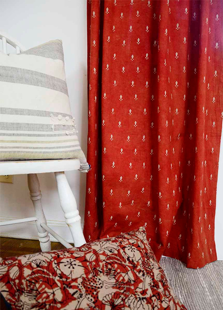 red and pink curtains