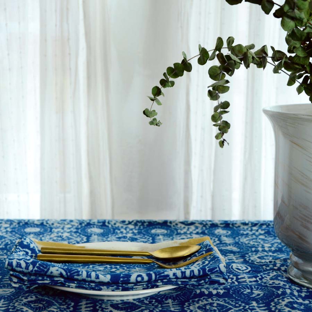 Crystal - Block Printed Indigo Tablecloth