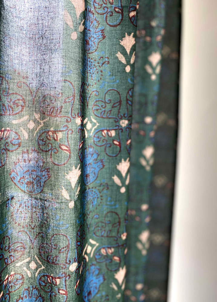 green semil sheer curtains