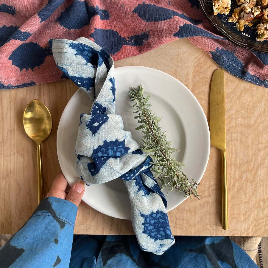 block print indigo table napkins