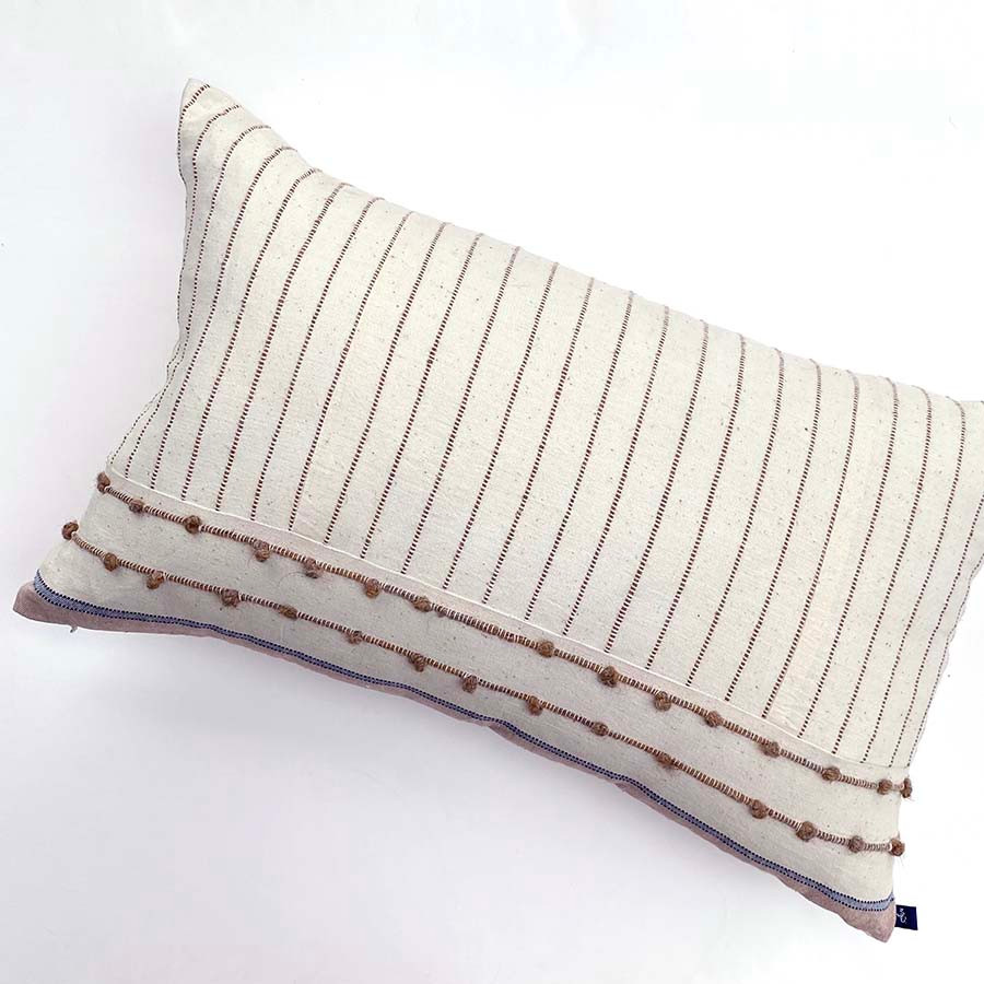 striped textured oblong throw pillow