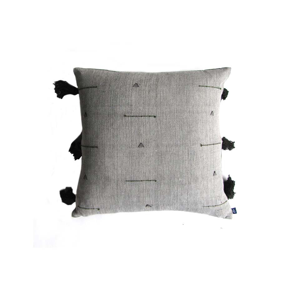 grey tassel reversible pillow