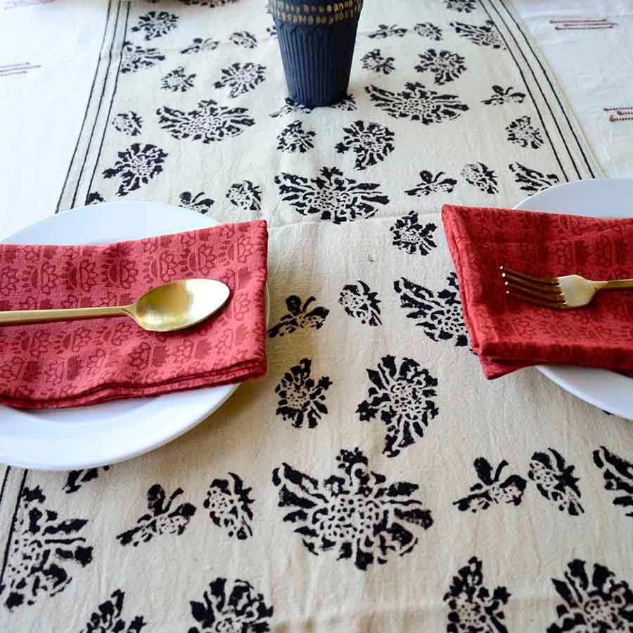 indian block printed table runner