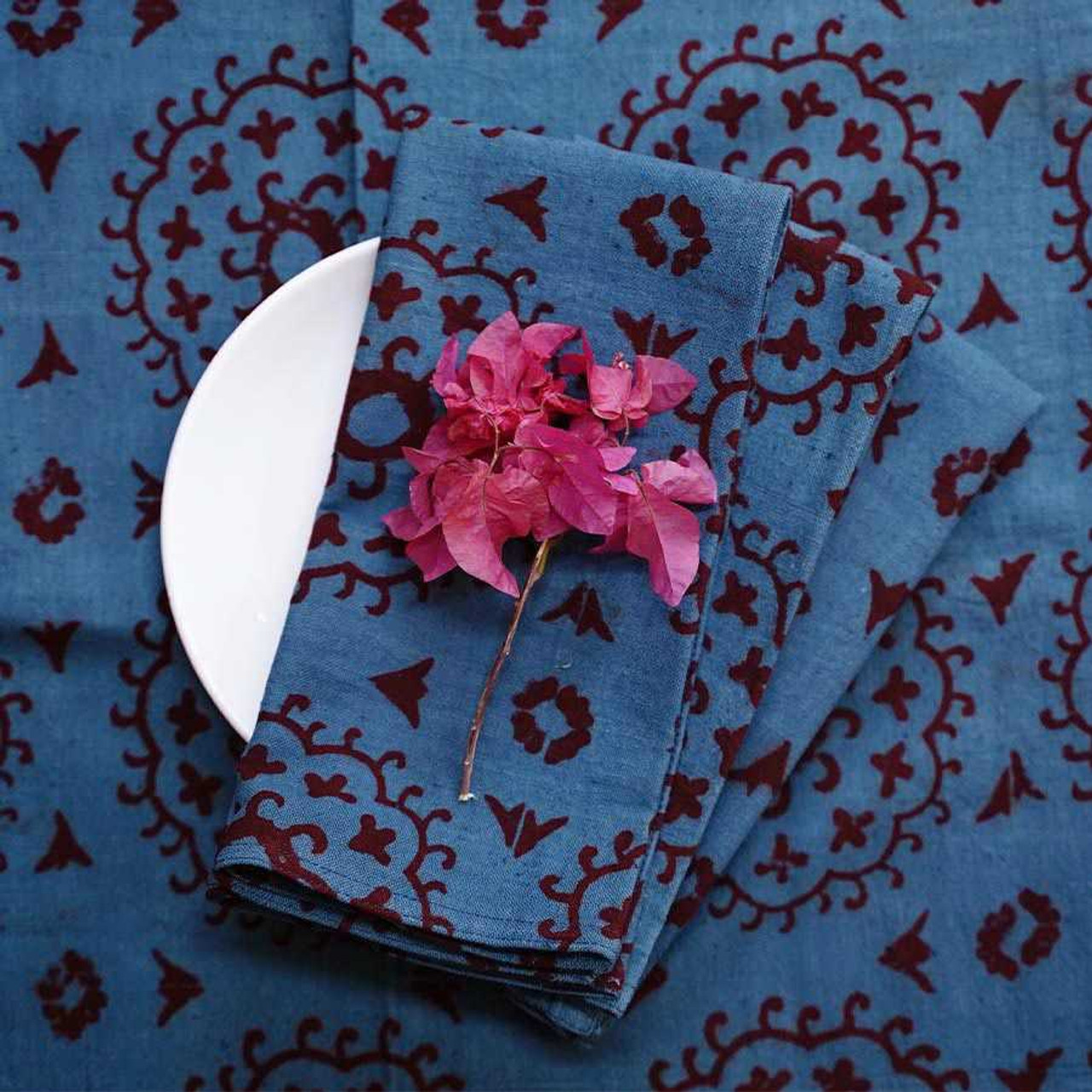 Printed Paper Napkins in Suzani Red