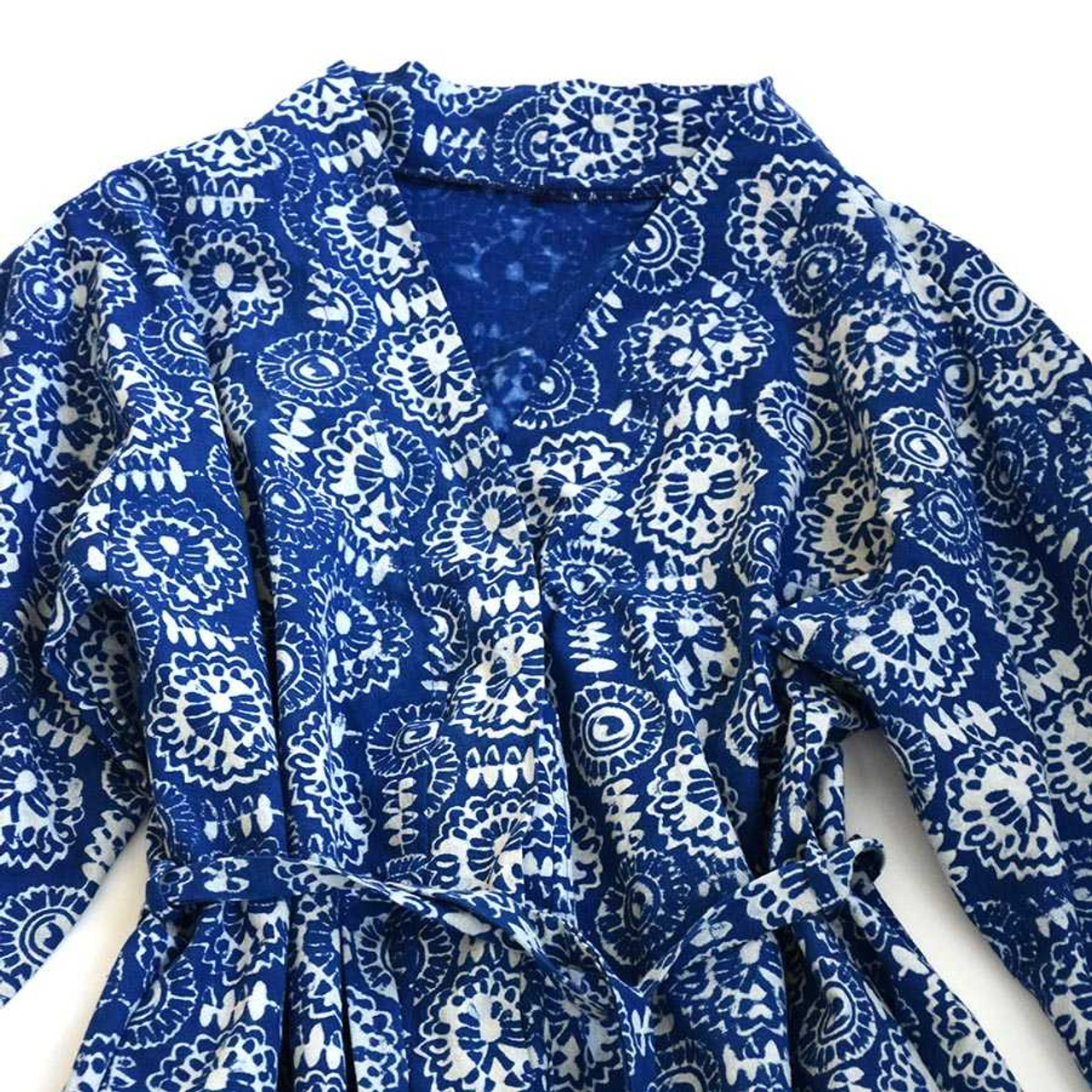 Laila Hand Block Print Luxury Cotton Robe – Pinklay