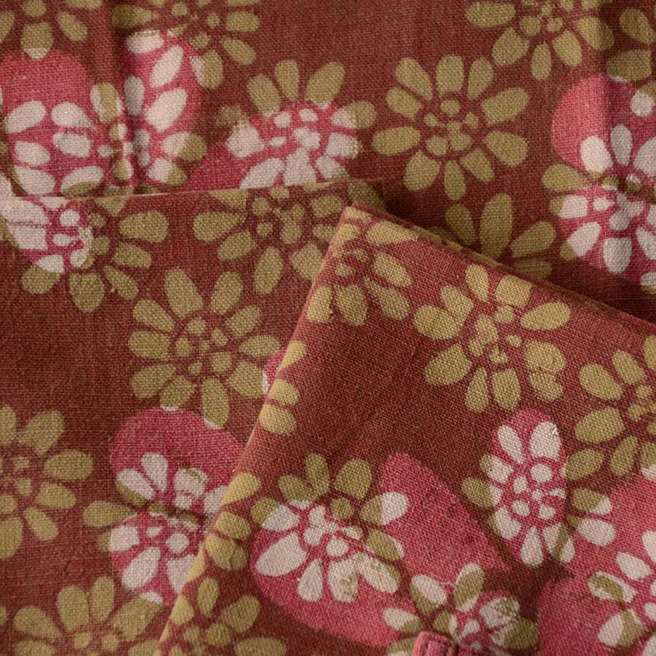 Buy organic block printed terracotta napkins forget me not ichcha