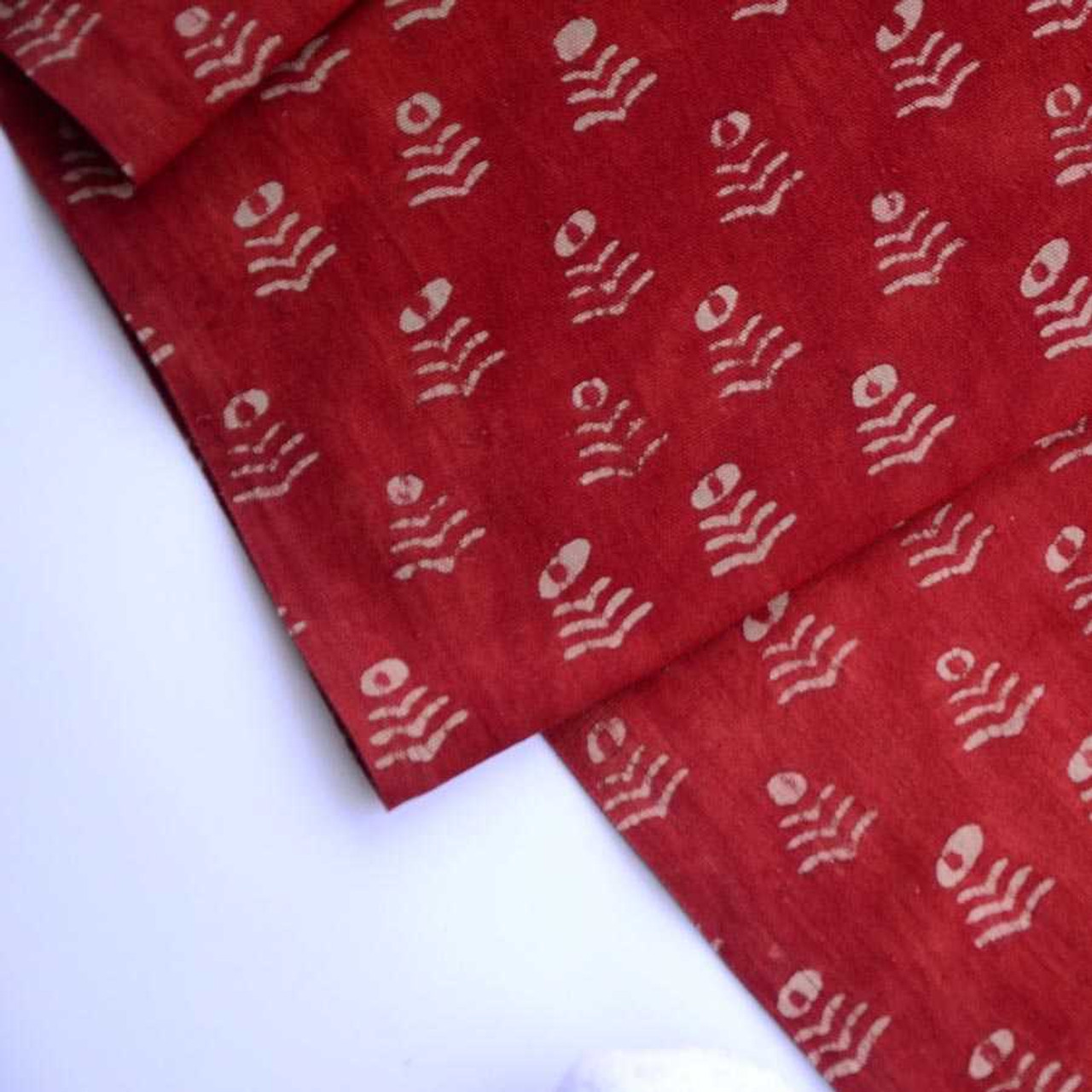 Red Block Print Table Runner | Genda Phool