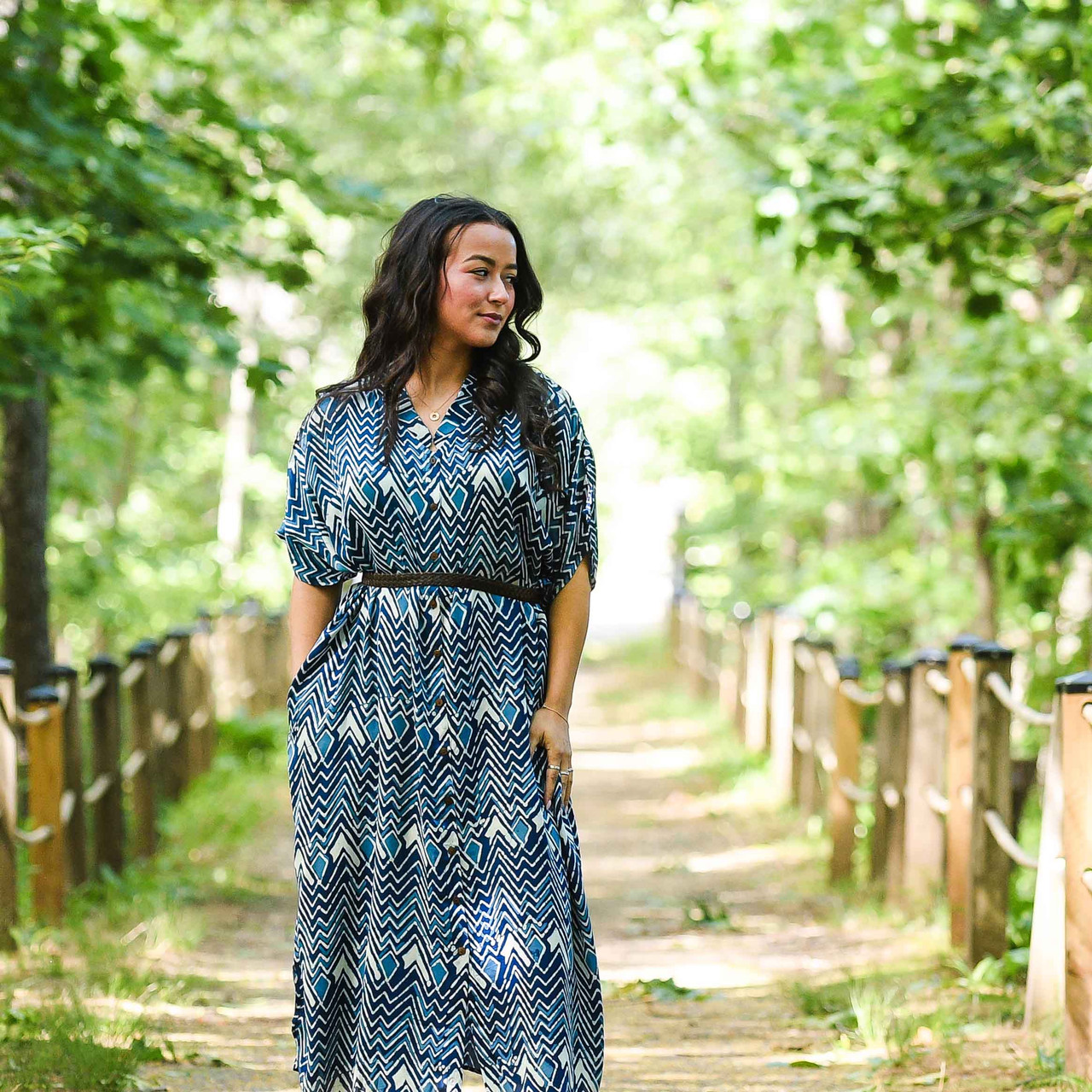 block print shirt dress Floral Block Printed Cotton Short Shirt Dress 64" / Regular (5'2"