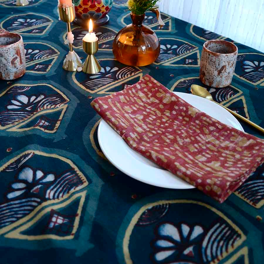 Ichcha Rajkumari Block Print Tablecloth - Thumbnail 4