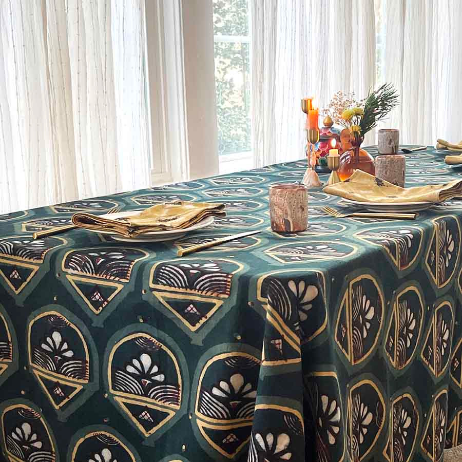 Ichcha Rajkumari Block Print Tablecloth - Thumbnail 2
