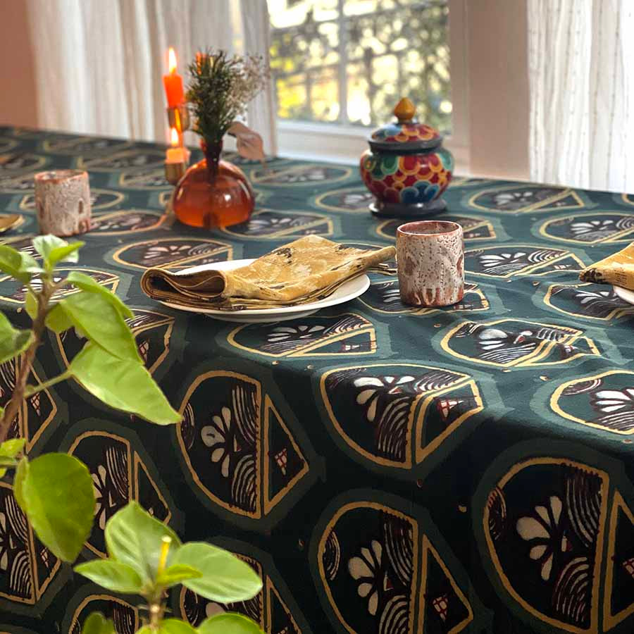 Ichcha Rajkumari Block Print Tablecloth - Thumbnail 5