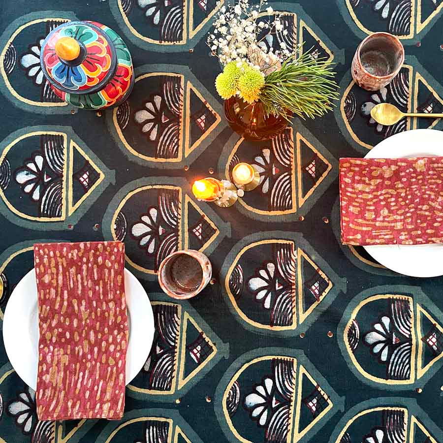 Ichcha Rajkumari Block Print Tablecloth - Thumbnail 3