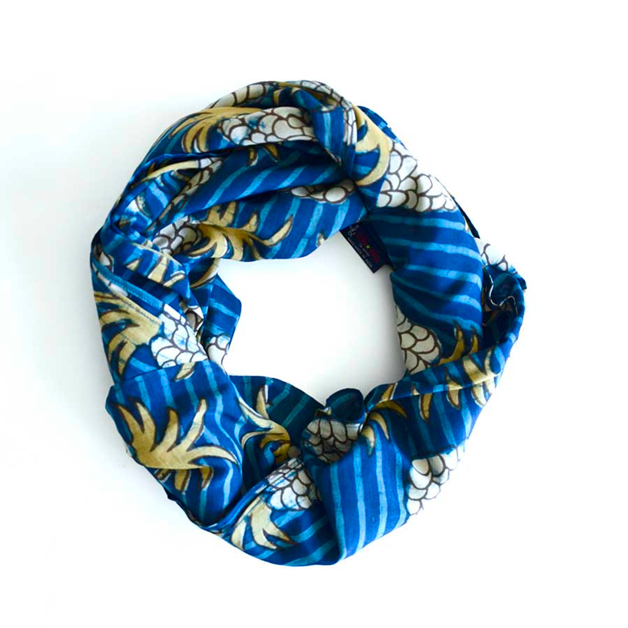 小物 Hand Printed Silk Scarf - blue 小物 Hand Printed Silk Scarf - blue Silk Square Scarf - Hand