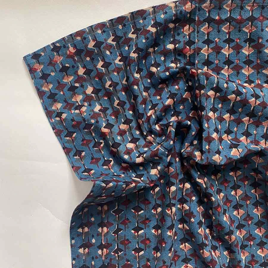 Blue Block Print Napkins Organic Cotton - Tara | Ichcha