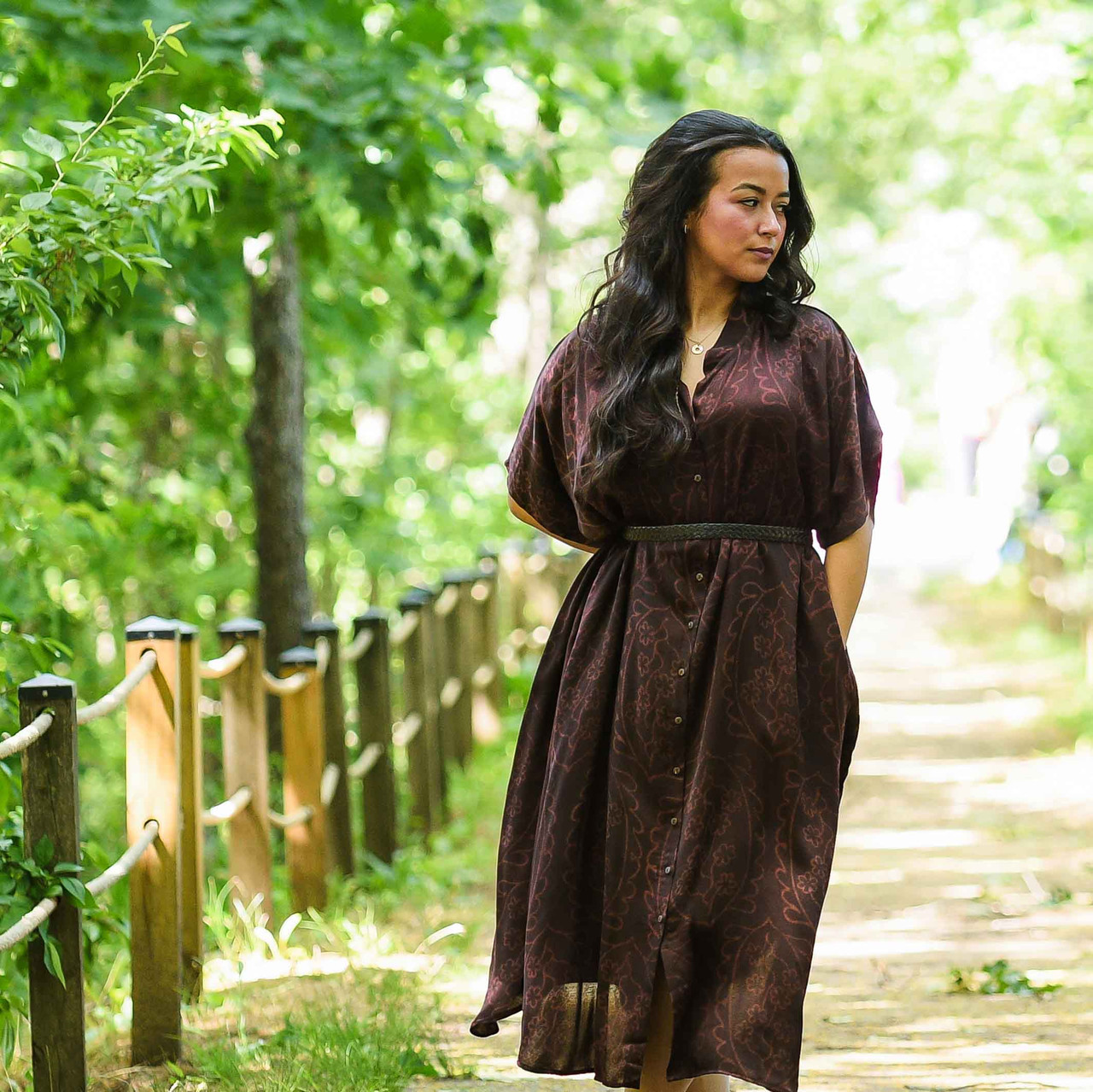 brown block print dress Hand Block Printed Kaftan Dress