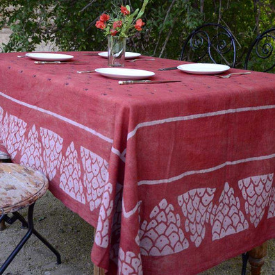 red organic cotton tablecloth
