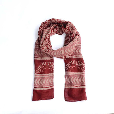 red block print scarf