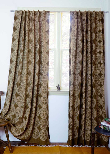 brown printed curtains