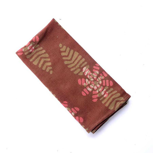 Dabu Block Print Napkins in Terracotta - Flower Sample