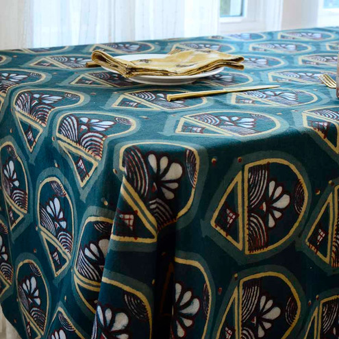 green block print tablecloth