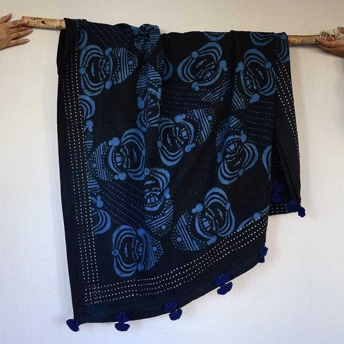 Black Hand printed Eclectic Throw