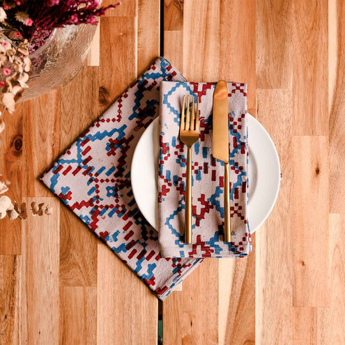 Geo Block Print Dinner Napkins | Adoba
