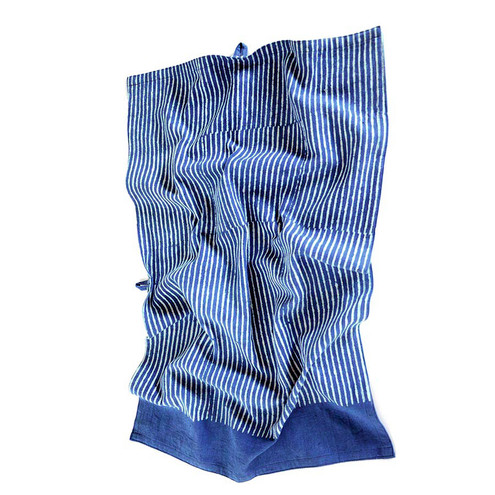 indigo stripe tea towel