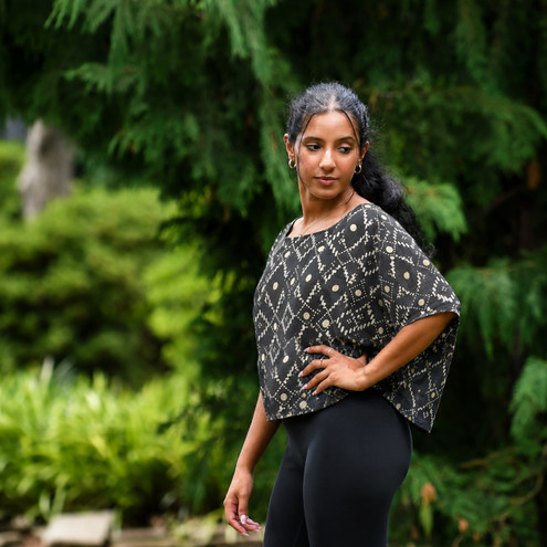 geometric block print crop top