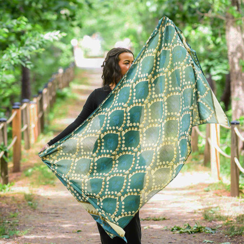 garden block print scarf