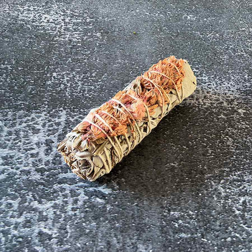 Floral sage wand for rituals and home decor