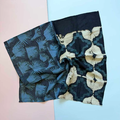blue grey cotton silk bandana