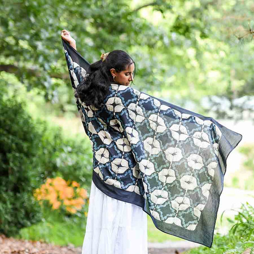 indigo geometric scarf